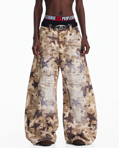 Peoplesense Distressed Star Curved Jeans