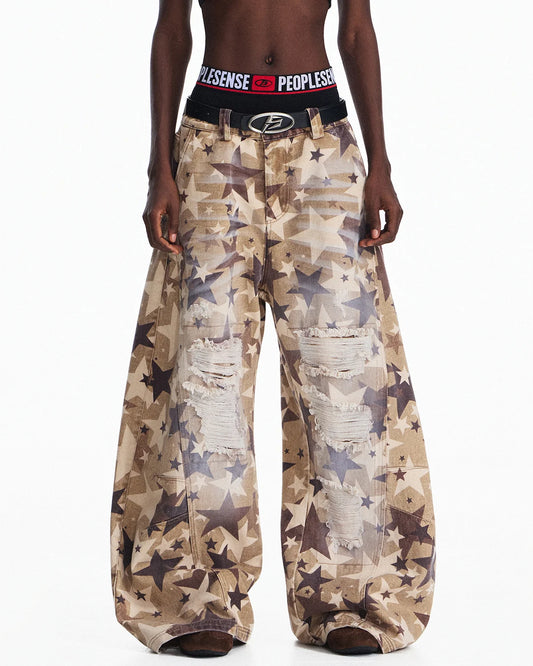 Peoplesense Distressed Star Curved Jeans
