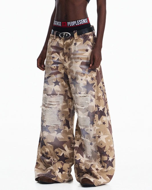 Peoplesense Distressed Star Curved Jeans