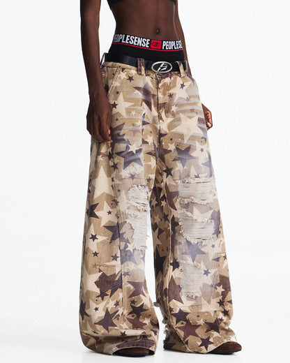 Peoplesense Distressed Star Curved Jeans