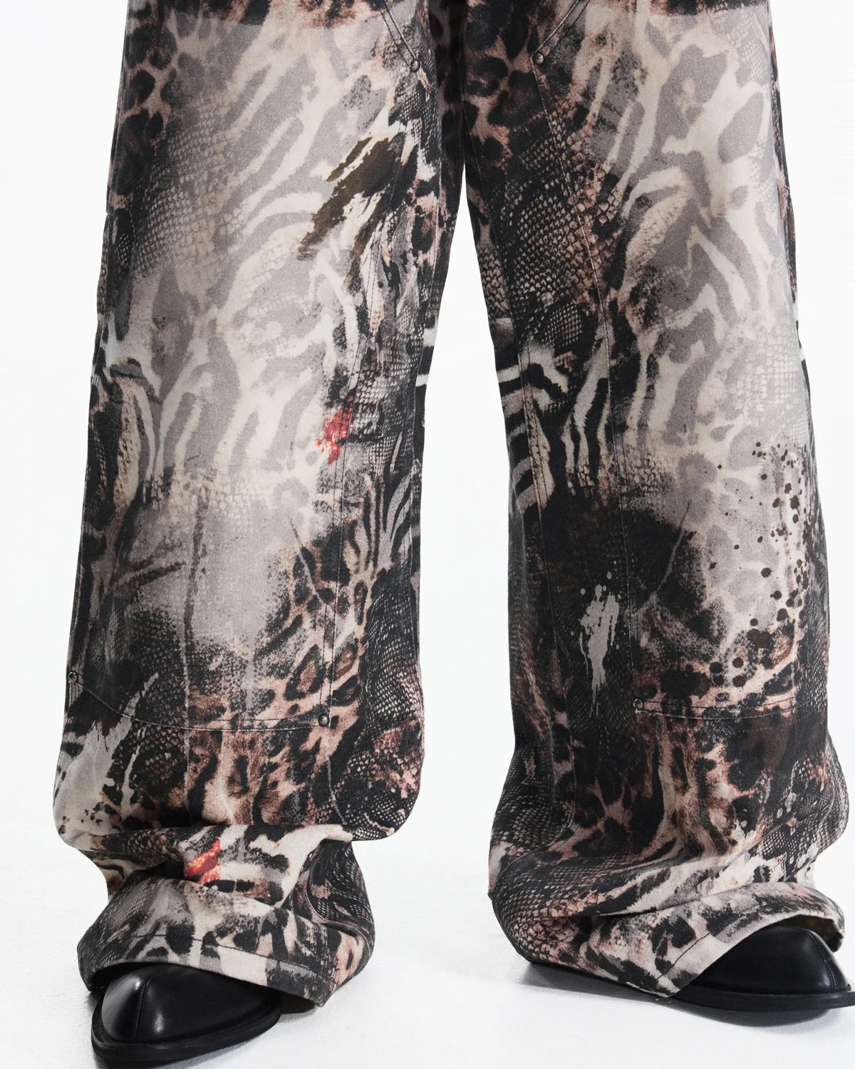 Peoplesense Washed Animal Print Straight-Leg Pants