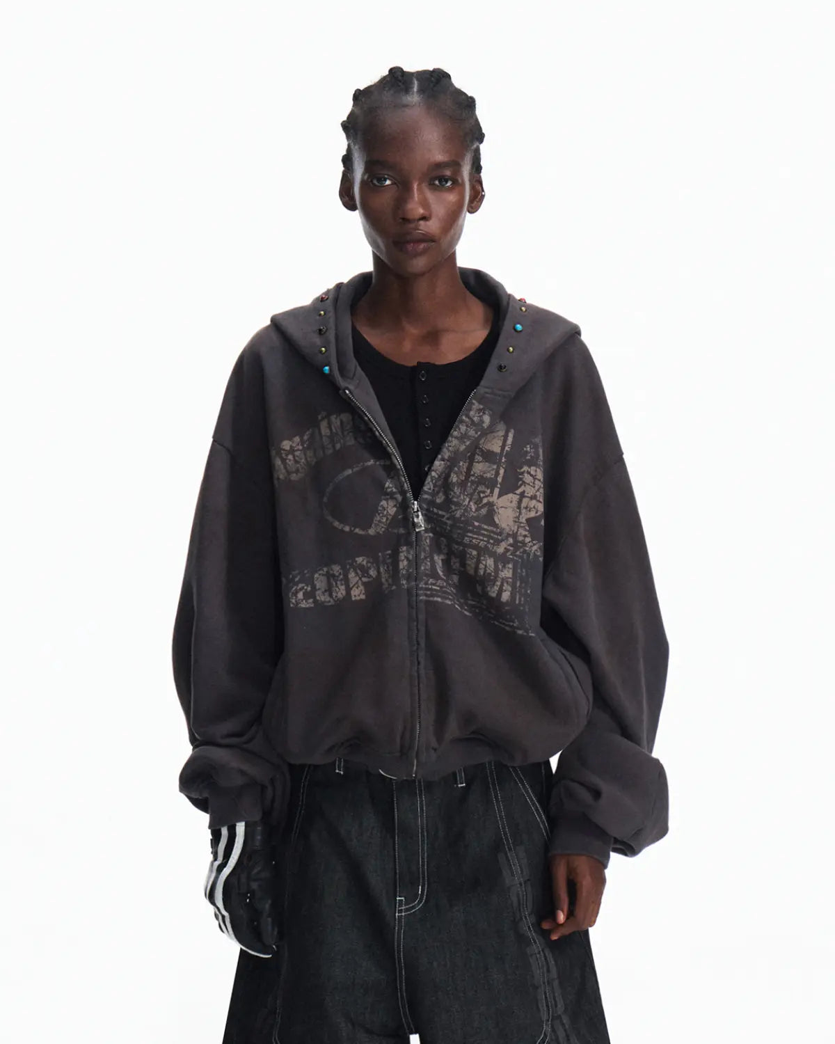 Peoplesense Asymmetric Graphic Racing Pullover