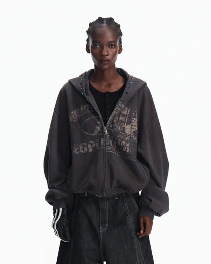 Peoplesense Asymmetric Graphic Racing Pullover