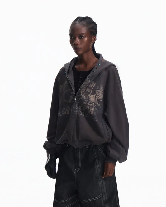 Peoplesense Asymmetric Graphic Racing Pullover