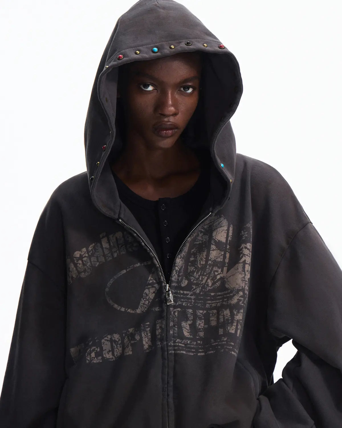 Peoplesense Asymmetric Graphic Racing Pullover