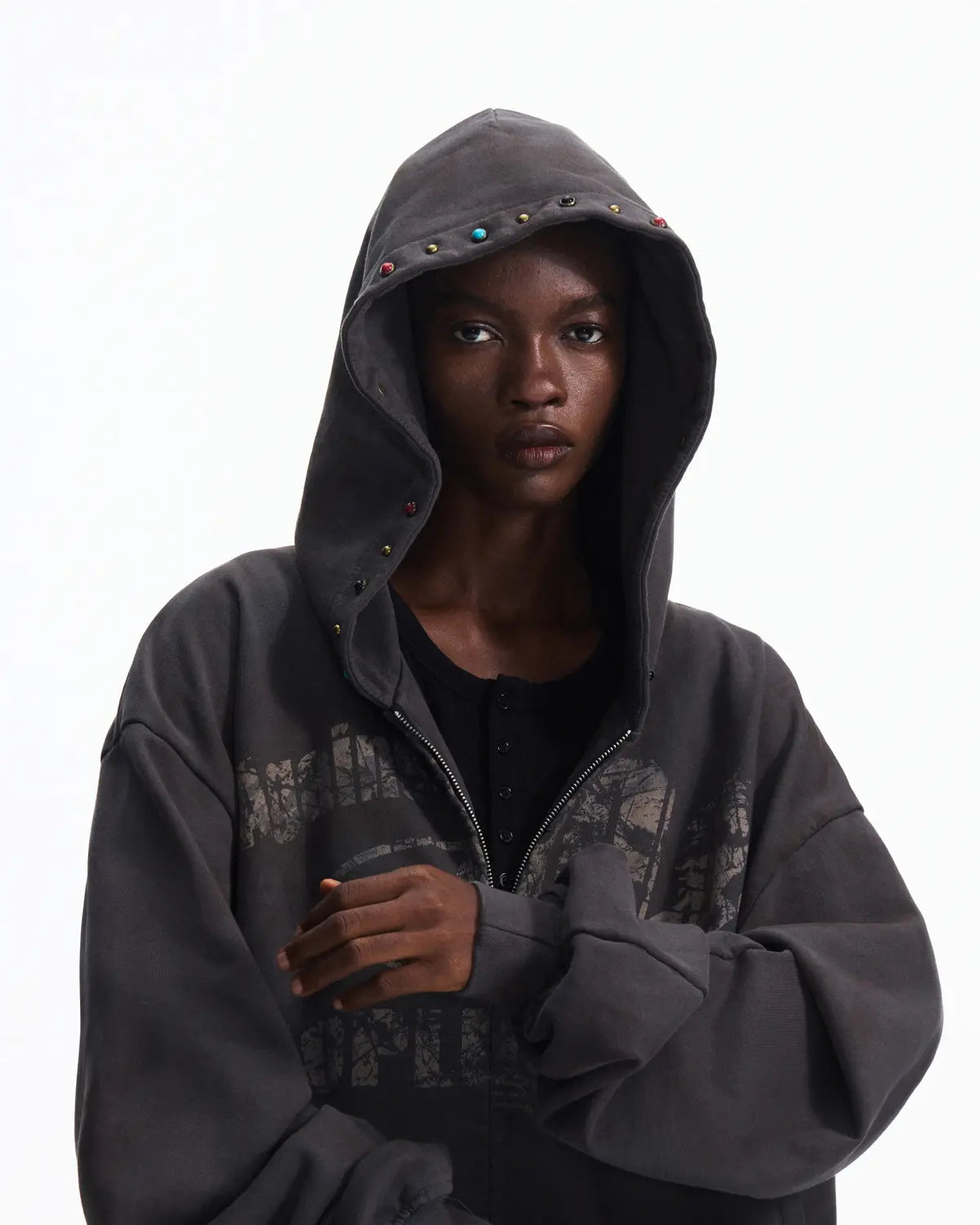 Peoplesense Asymmetric Graphic Racing Pullover