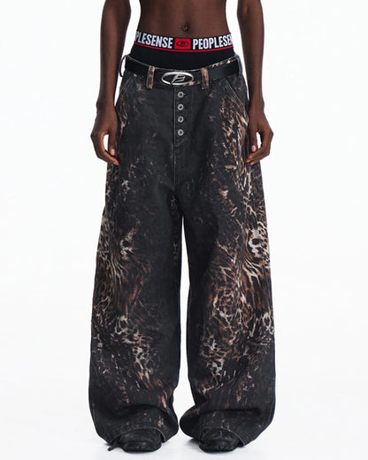 Peoplesense Mixed Animal Print Straight-Leg Pants