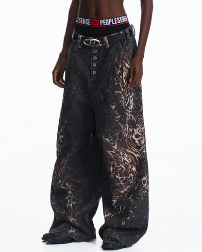 Peoplesense Mixed Animal Print Straight-Leg Pants