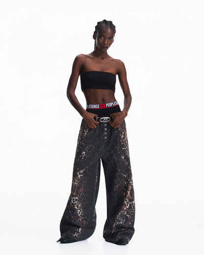 Peoplesense Mixed Animal Print Straight-Leg Pants