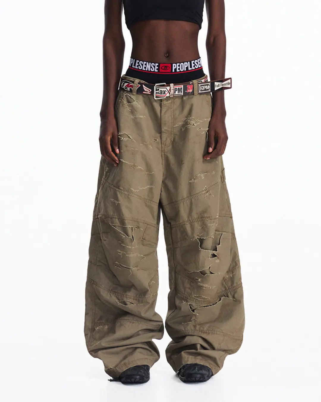 Peoplesense Distressed Checkered Utility Pants