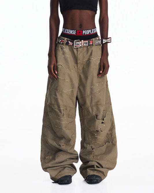 Peoplesense Distressed Checkered Utility Pants