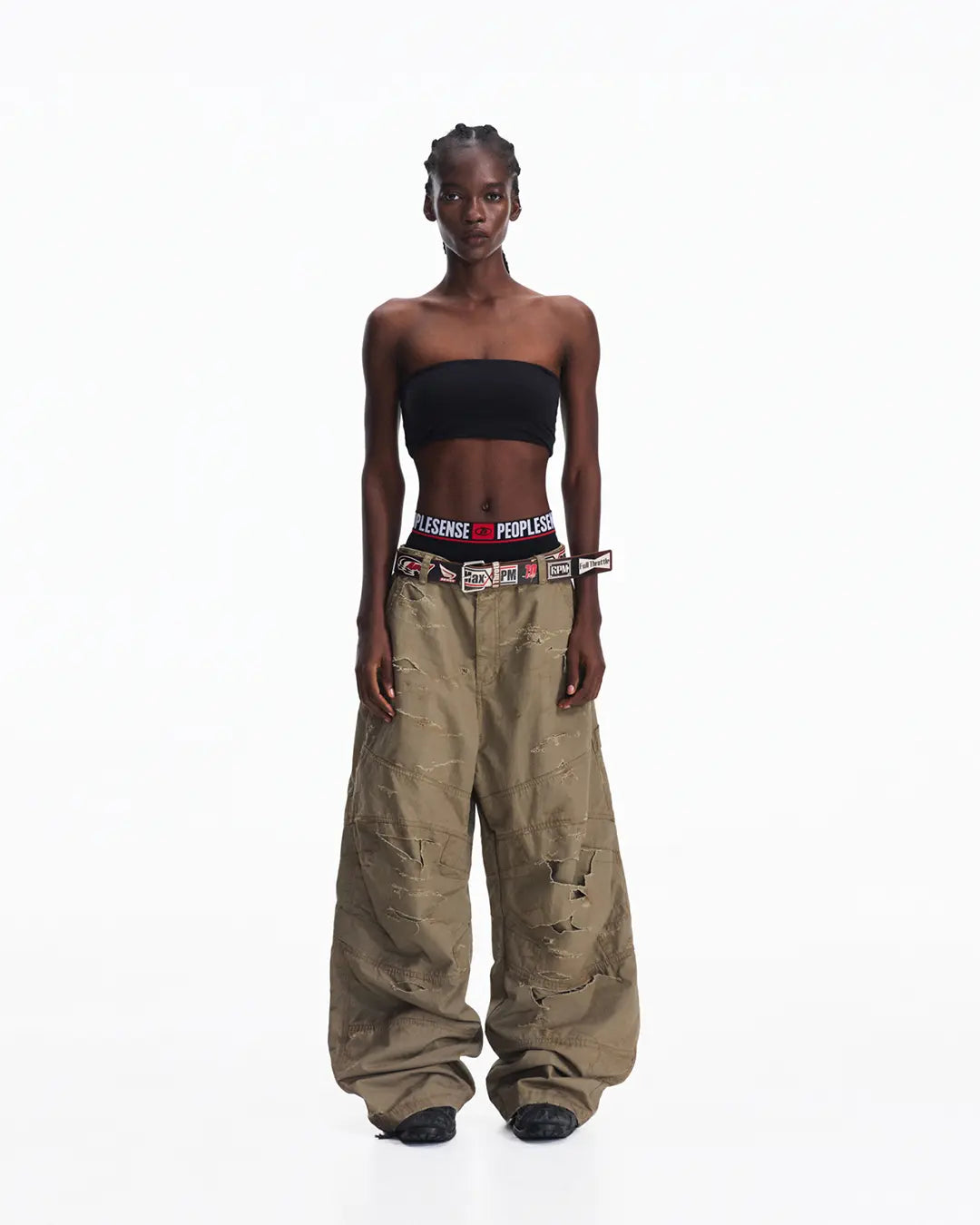 Peoplesense Distressed Checkered Utility Pants