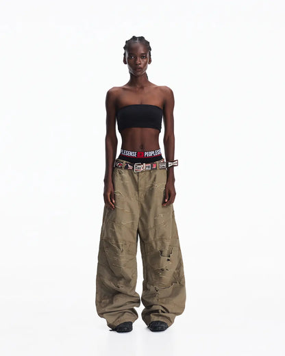 Peoplesense Distressed Checkered Utility Pants