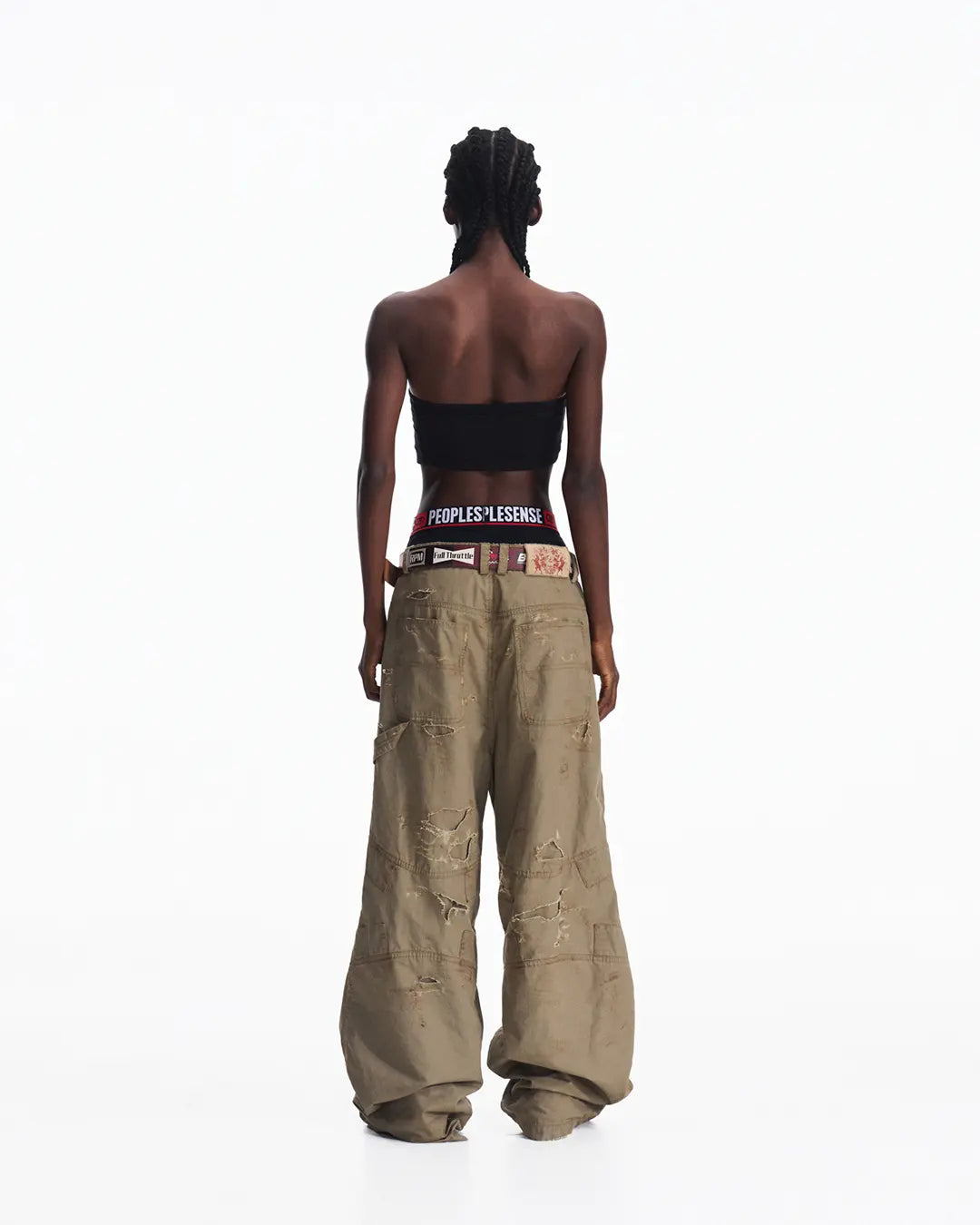 Peoplesense Distressed Checkered Utility Pants