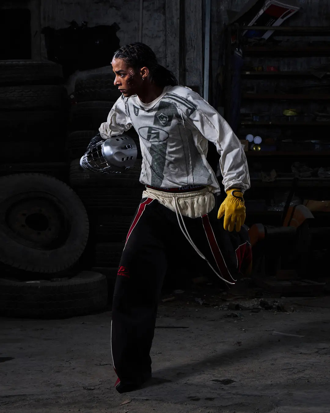 Peoplesense Distressed Racing Long Sleeve Tee