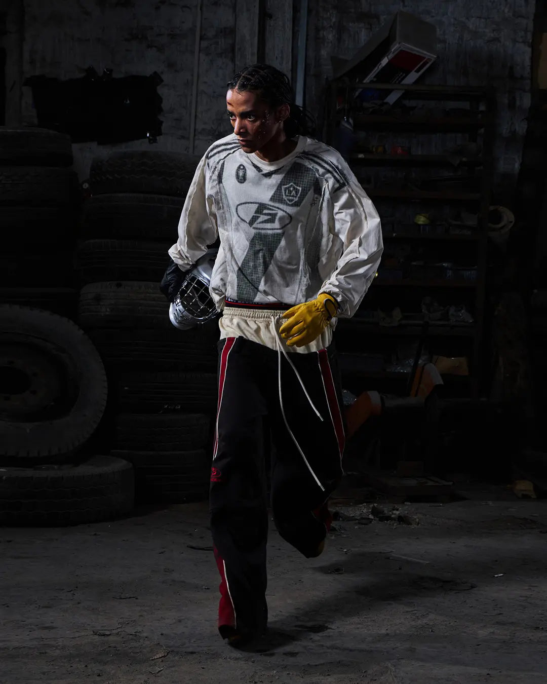 Peoplesense Distressed Racing Long Sleeve Tee