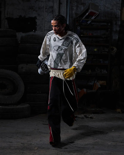 Peoplesense Distressed Racing Long Sleeve Tee