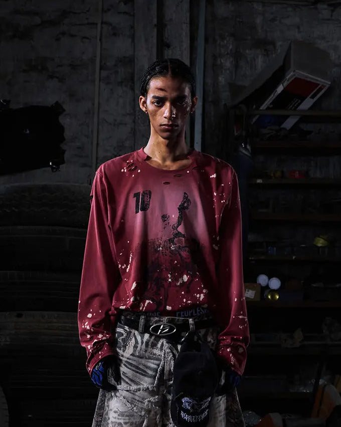 Peoplesense Hand-Cut&Splatter-Dyed Racing Tee