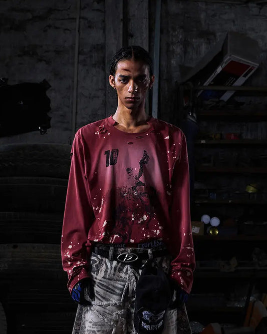 Peoplesense Hand-Cut&Splatter-Dyed Racing Tee