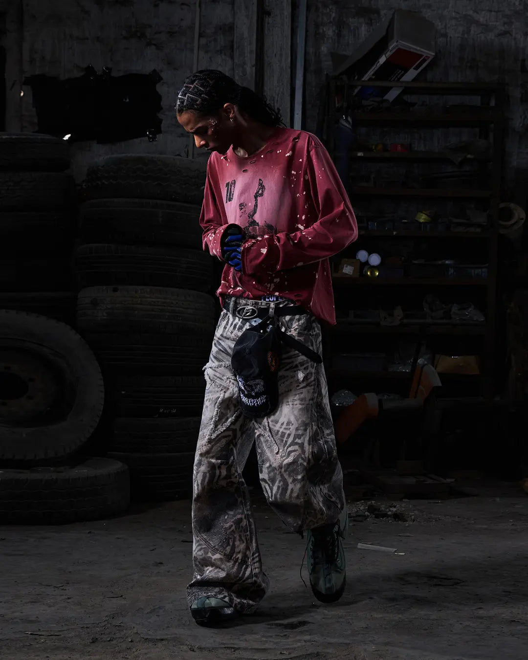 Peoplesense Hand-Cut&Splatter-Dyed Racing Tee