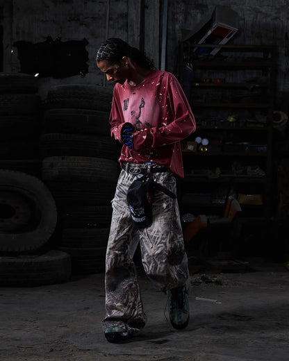 Peoplesense Hand-Cut&Splatter-Dyed Racing Tee