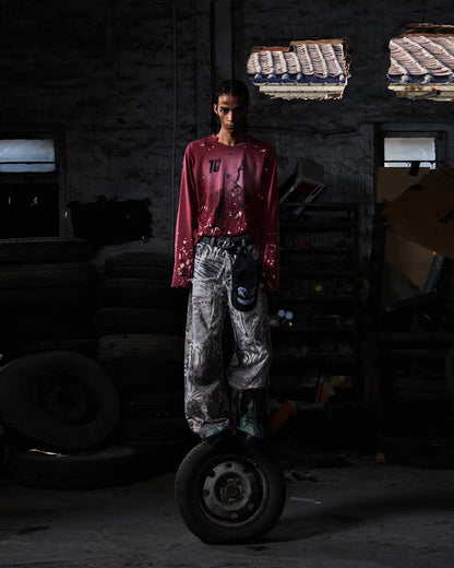 Peoplesense Hand-Cut&Splatter-Dyed Racing Tee