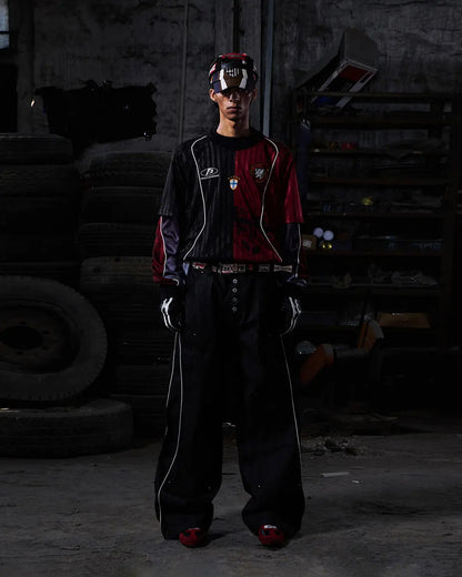 Peoplesense Two-in-One Striped Football Long Sleeve Tee