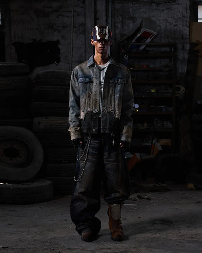 Peoplesense Vintage Two-Tone Fringed Denim Trucker