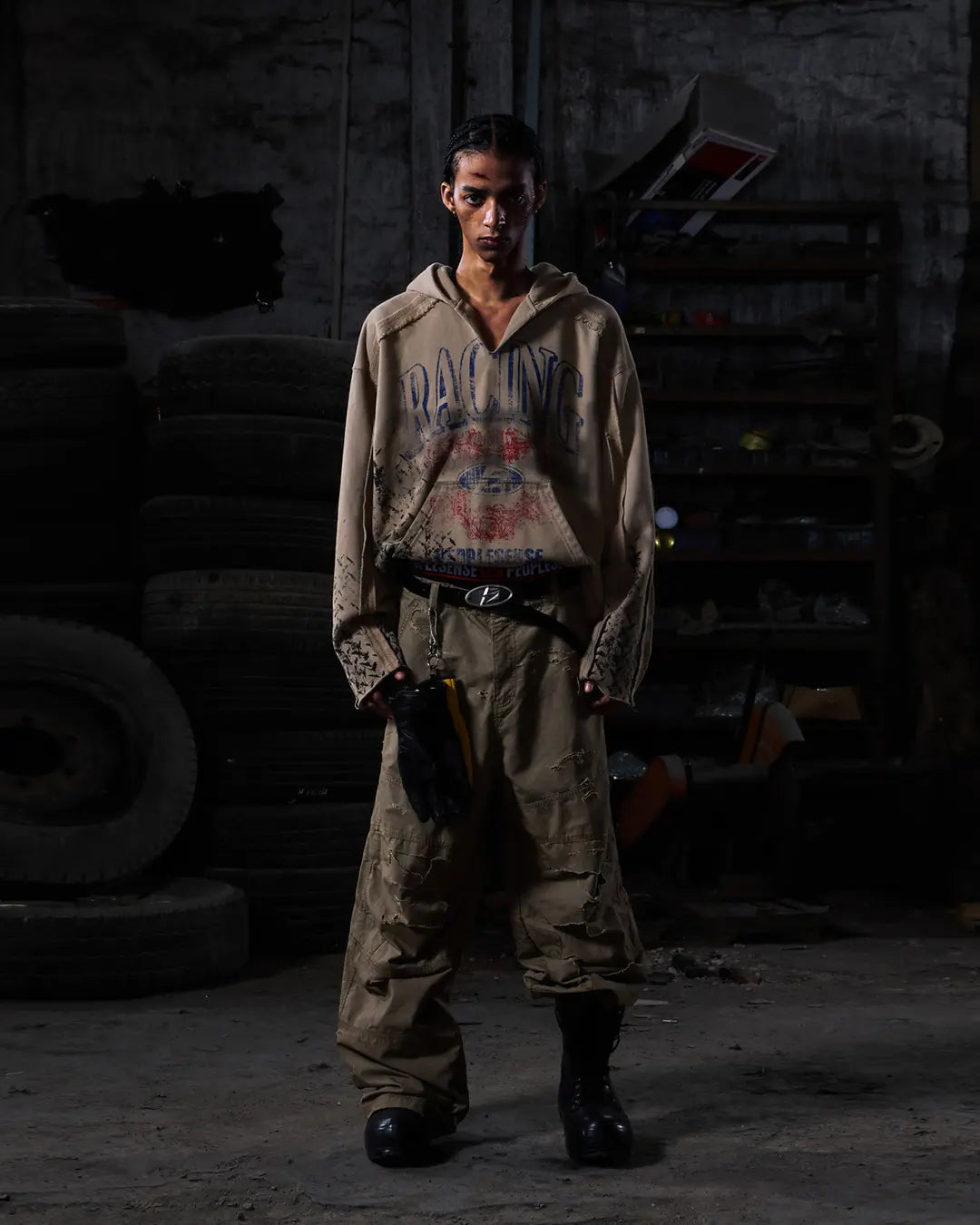 Peoplesense Distressed Checkered Utility Pants