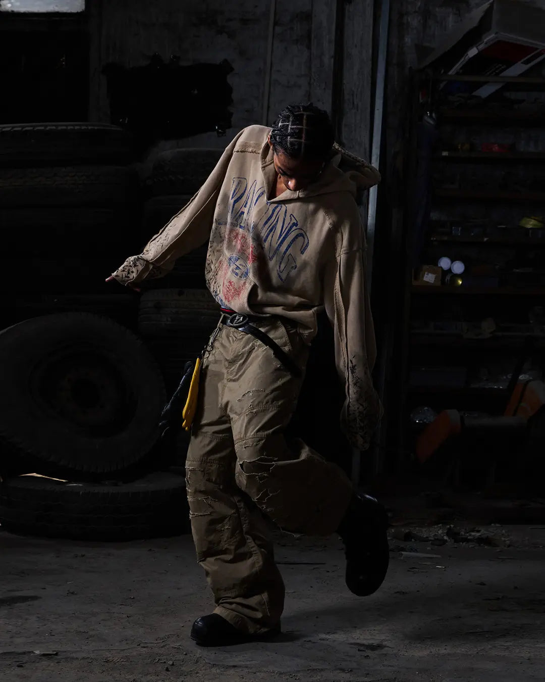 Peoplesense Distressed Checkered Utility Pants