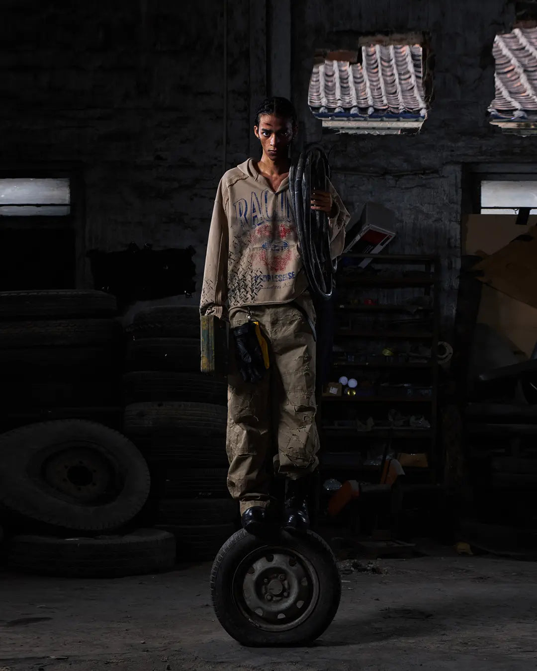 Peoplesense Distressed Checkered Utility Pants