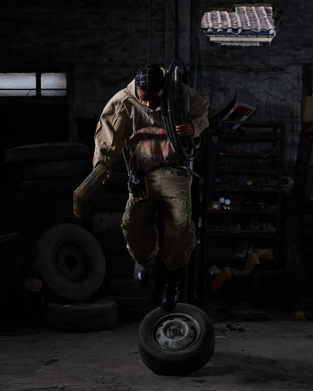 Peoplesense Distressed Vintage Racing Print Hoodie