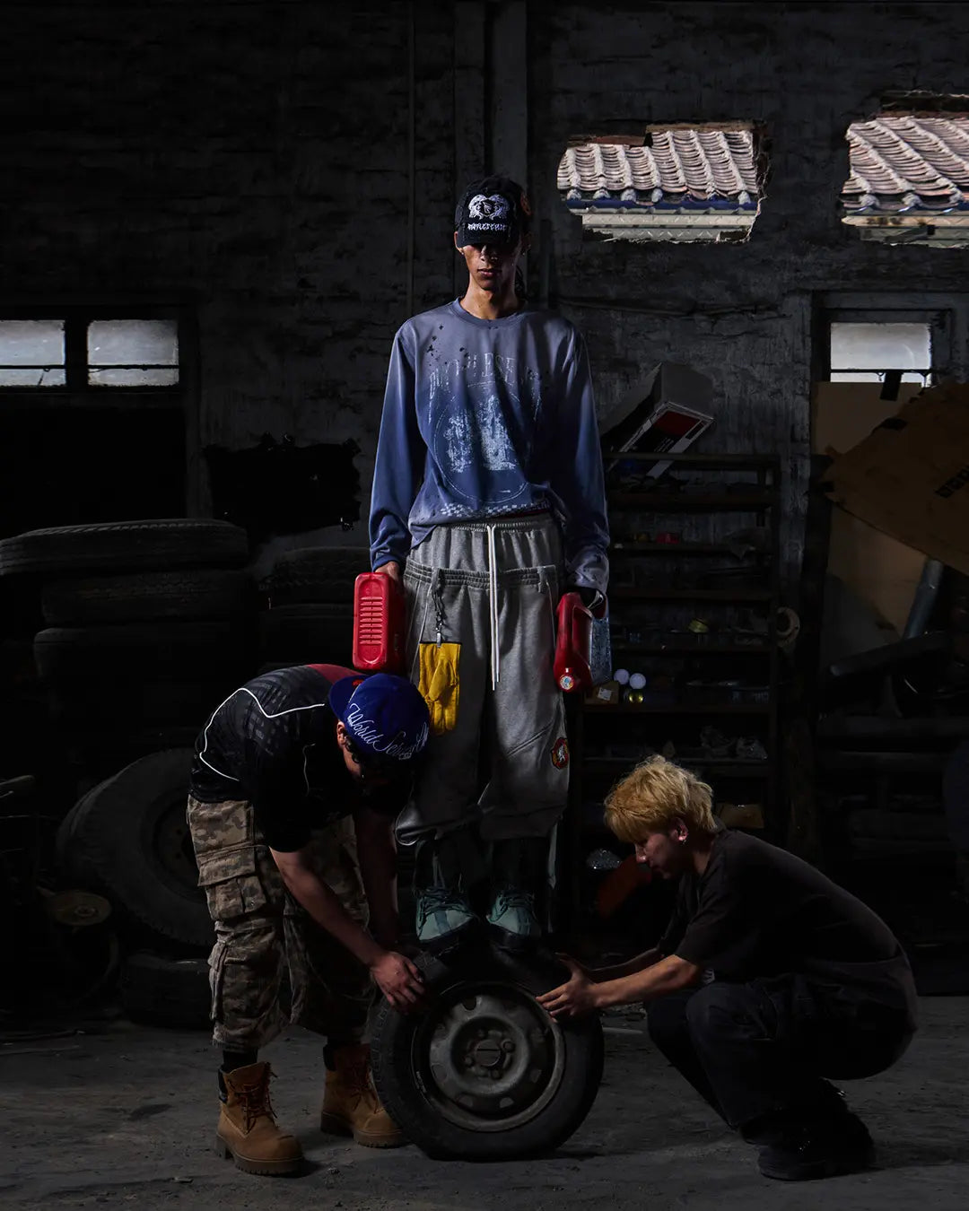 Peoplesense Blue Distressed Racing Flame Print T-Shirt