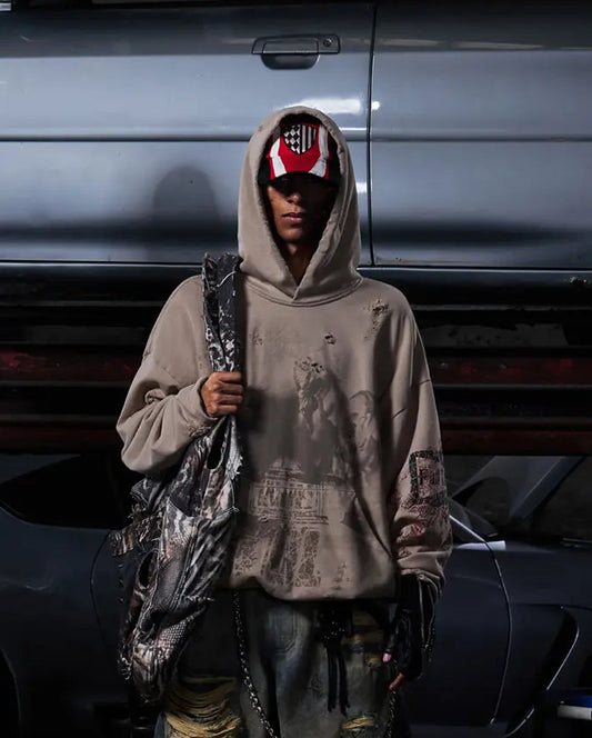 Peoplesense Fitted Contrast Print Short Hoodie