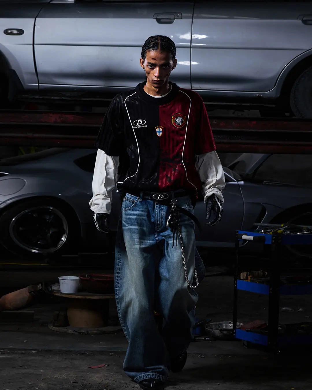 Peoplesense Two-in-One Striped Football Long Sleeve Tee