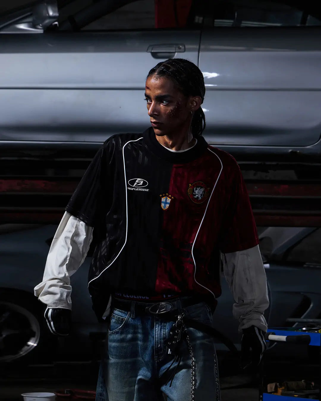 Peoplesense Two-in-One Striped Football Long Sleeve Tee