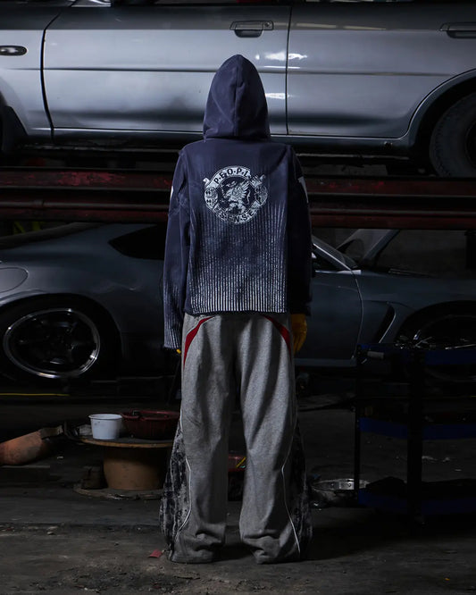 Peoplesense Vertical Striped Distressed Hoodie