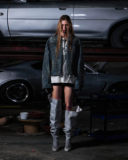 Peoplesense Racer Distressed Plaid Jacket