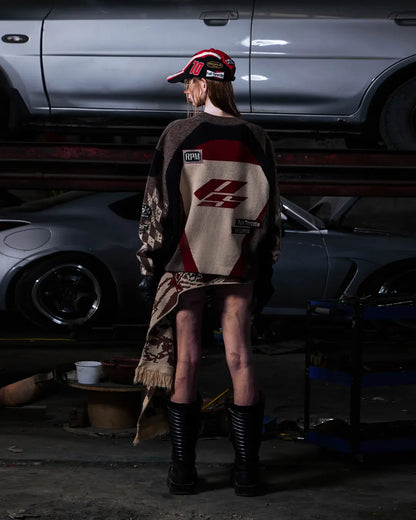 Peoplesense Embroidered Heathered Racing Sweater