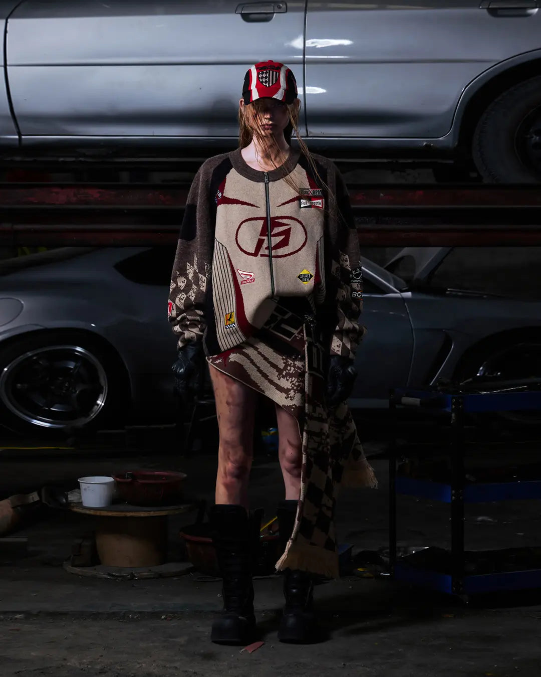 Peoplesense Embroidered Heathered Racing Sweater