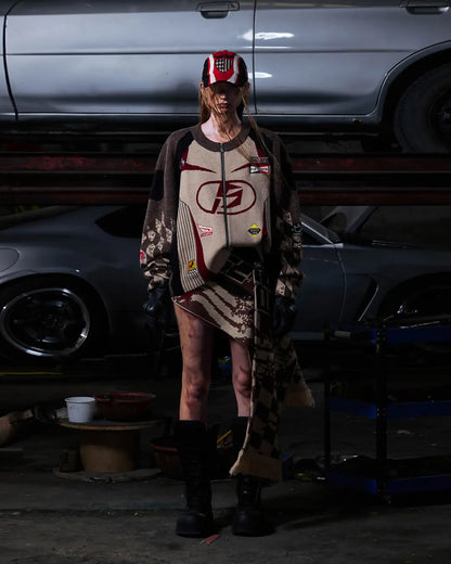 Peoplesense Embroidered Heathered Racing Sweater