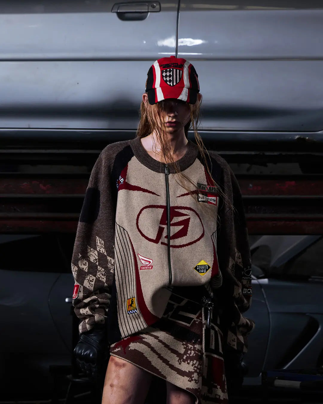 Peoplesense Embroidered Heathered Racing Sweater