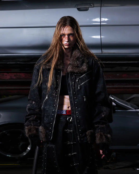 Peoplesense Faux Fur Leopard Print Bomber