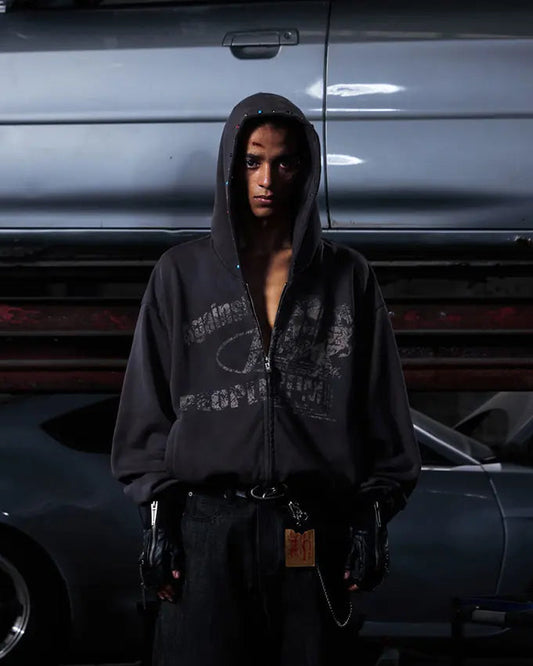 Peoplesense Asymmetric Graphic Racing Hoodie