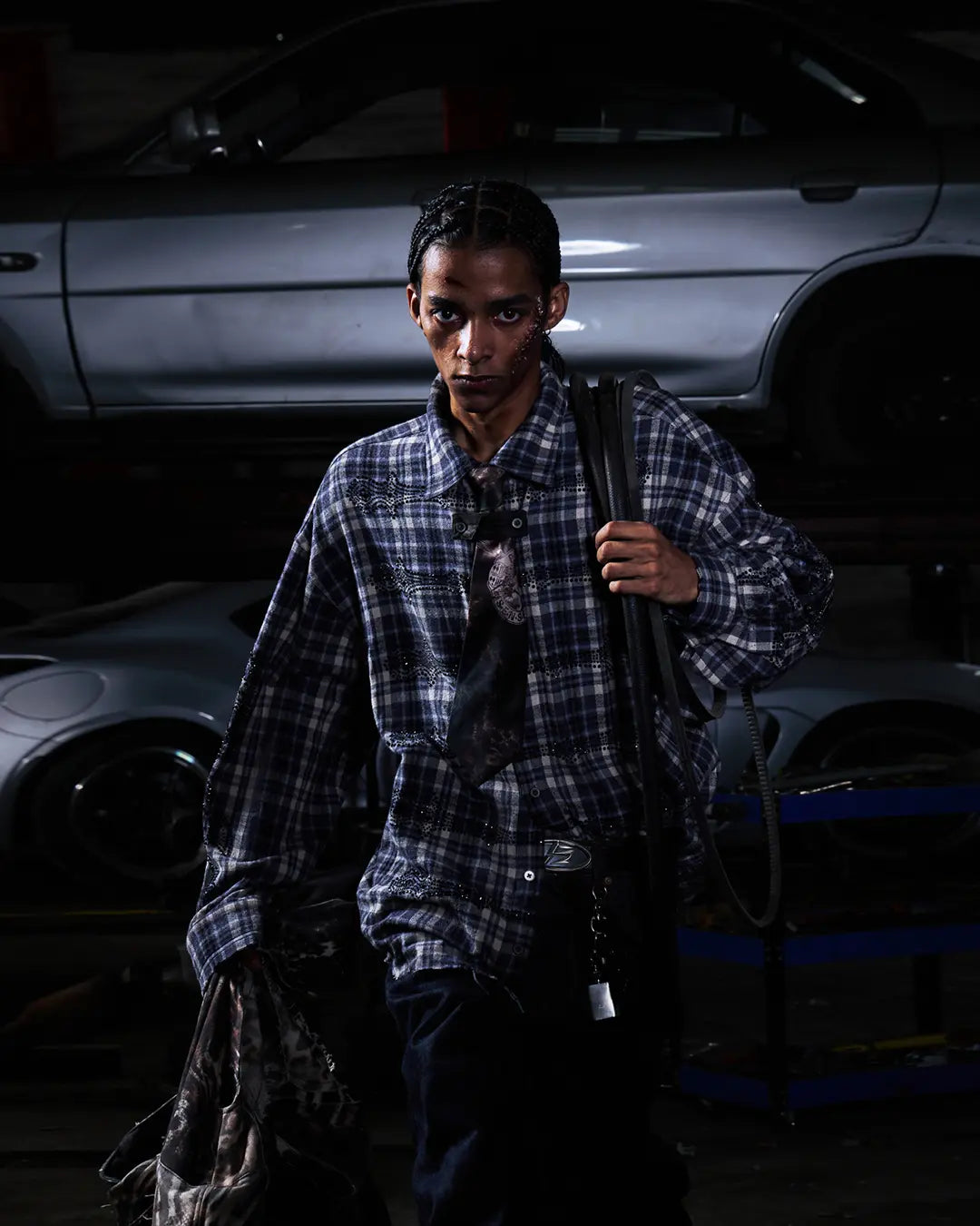 Peoplesense Leopard-Stripe Print Silk Satin Tie