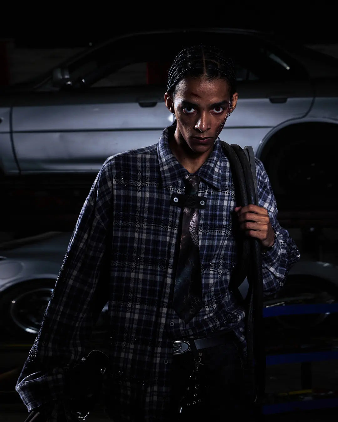 Peoplesense Leopard-Stripe Print Silk Satin Tie