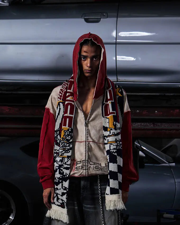 Peoplesense Distressed Two-Tone Hoodie