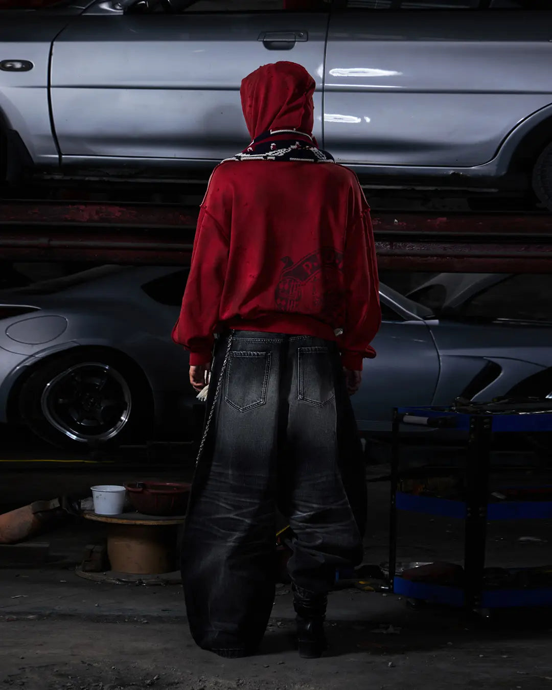 Peoplesense Distressed Two-Tone Hoodie