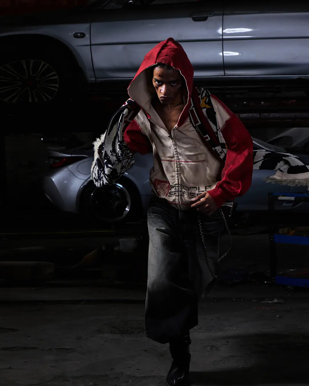 Peoplesense Distressed Two-Tone Hoodie