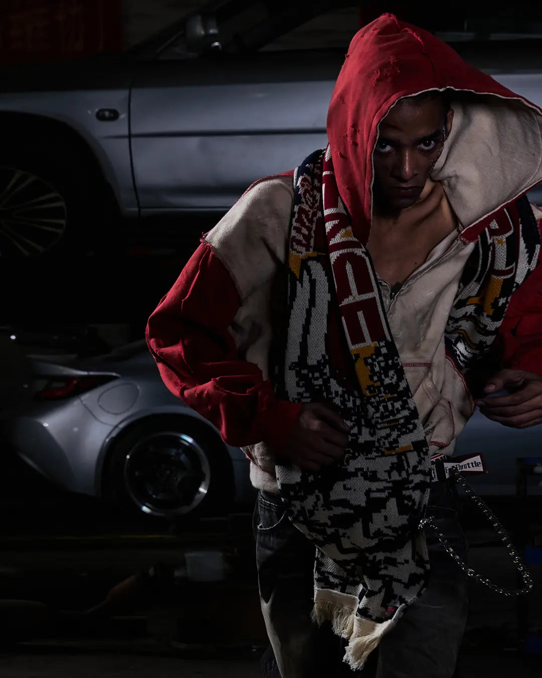 Peoplesense Distressed Two-Tone Hoodie